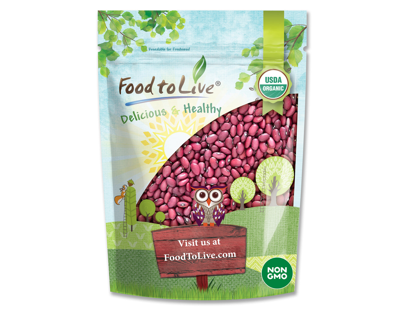 Organic Small Red Chili Beans - Non-GMO, Kosher, Vegan, Dry, Raw, Sproutable, Non-Irradiated, Vegan, Bulk - by Food to Live