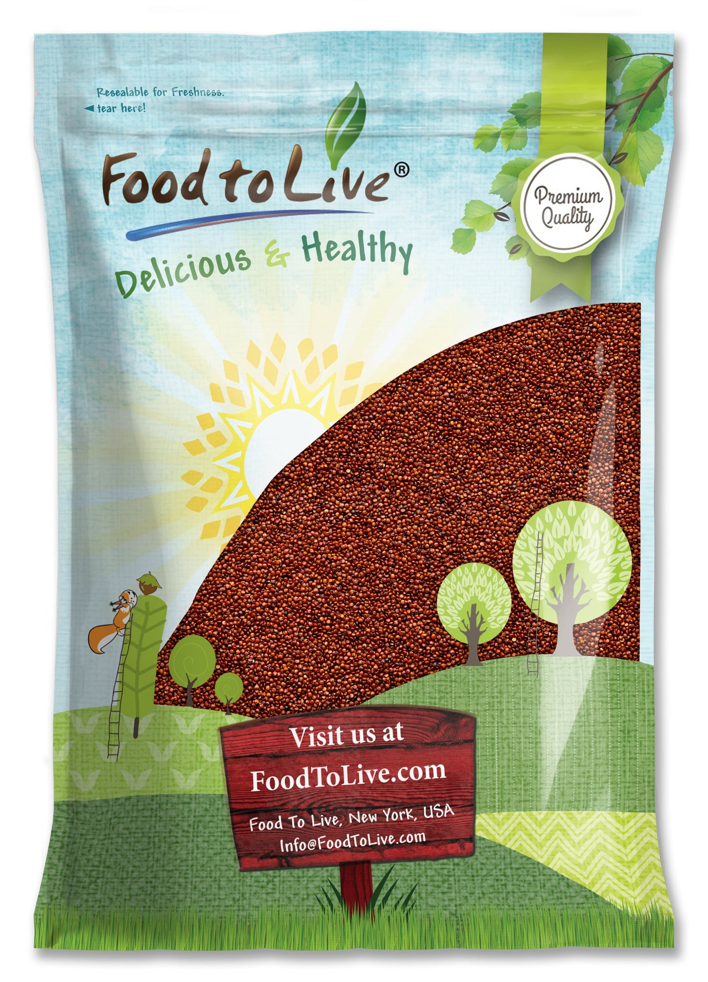 Red Quinoa - Ancient Whole Grain Seeds, Raw, Sproutable, Kosher, Vegan, Sirtfood, Bulk. Rich in Essential Amino Acids and Minerals. Quick-Cooking. Perfect for Salads