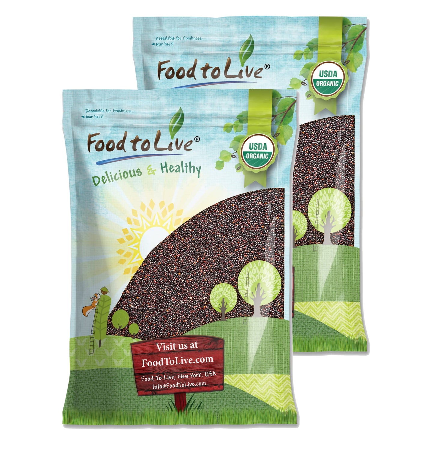 Organic Black Quinoa - Whole Grain, Non-GMO, Kosher, Vegan, Raw, Sproutable, Sirtfood, Bulk - by Food to Live