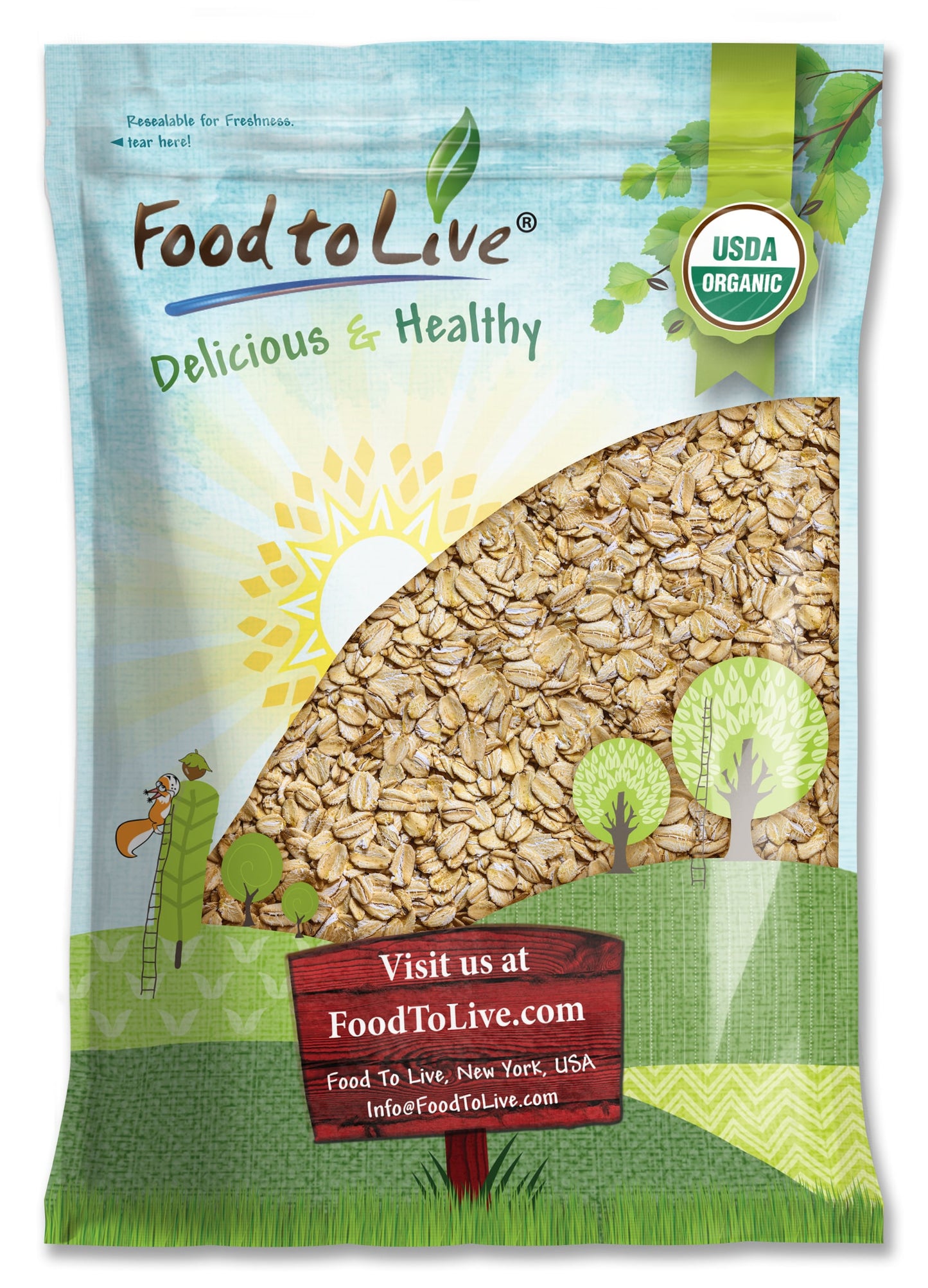 Organic Spelt Flakes - Rolled Spelt Made from Whole Grain Non-GMO Berries, Uncooked, Raw Whole Foods, Vegan, Kosher, Bulk - by Food to Live