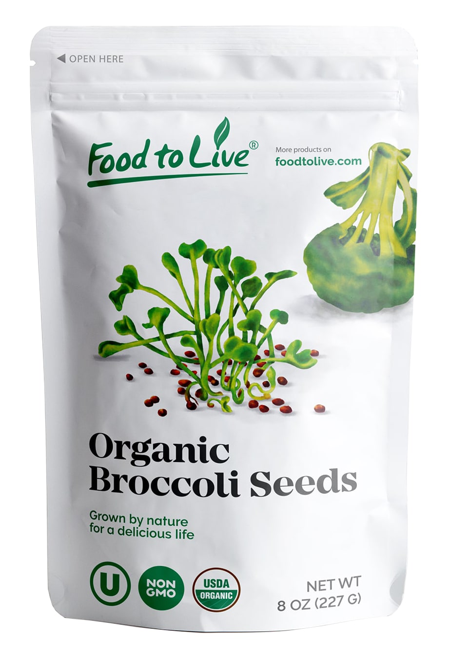 Organic Broccoli Seeds for Sprouting - Non GMO, Vegan, Kosher, Sirtfood, Good Source of Sulforaphane, Grow Your Own Sprouts and Microgreens at Home in Jars or Seeds Sprouters, High Germination Rate