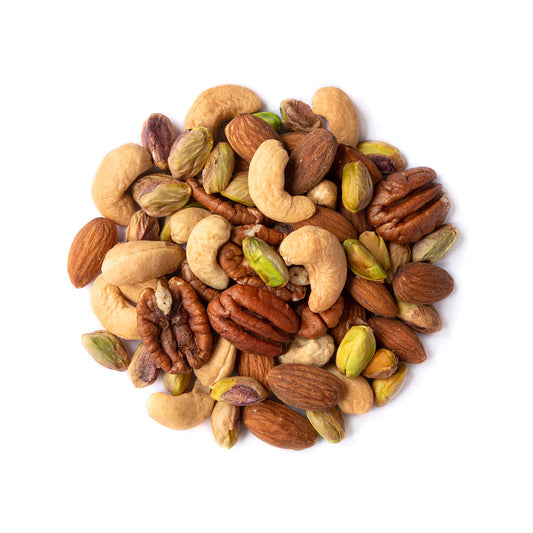 Four Nuts Mix, Dry Roasted & Lightly Salted – A Blend of Oven Roasted Nuts with Himalayan Salt Almonds, Cashews, Pecans, Pistachios, Vegan Snack, No Oil Added, Bulk