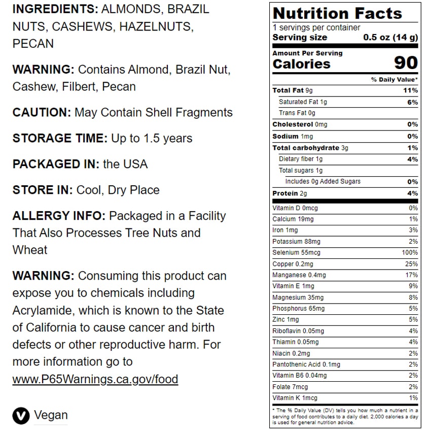 Deluxe Unsalted Nuts Mix – A Blend of Dry Roasted Pecans, Cashews, Hazelnuts, Almonds, Brazil Nuts. Oven Roasted, No Oil Added, Vegan, Kosher, Bulk. Wholesome Snack. Full of Protein, Fiber