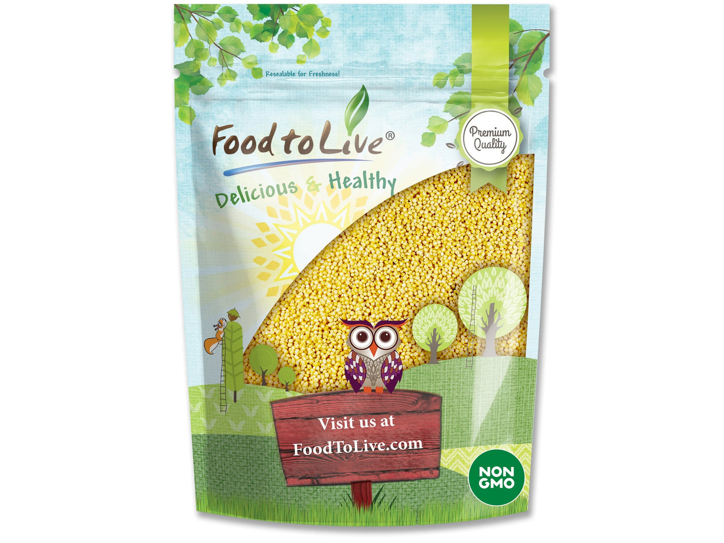 Hulled Millet - Non-GMO Verified, Whole Grain Seeds, Kosher, Raw, Bulk- by Food to Live