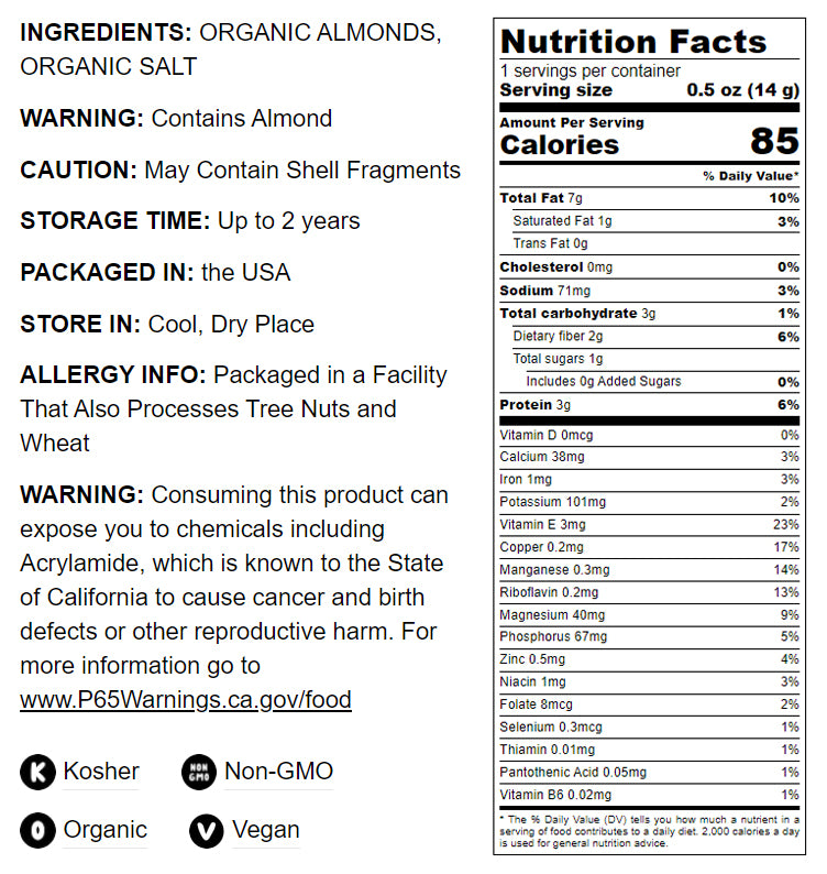 Organic Dry Roasted California Almonds with Himalayan Salt – Non-GMO, Oven Roasted, Lightly Salted Nuts, No Oil Added, Vegan, Kosher, Bulk. High in Protein and Essential Fatty Acids