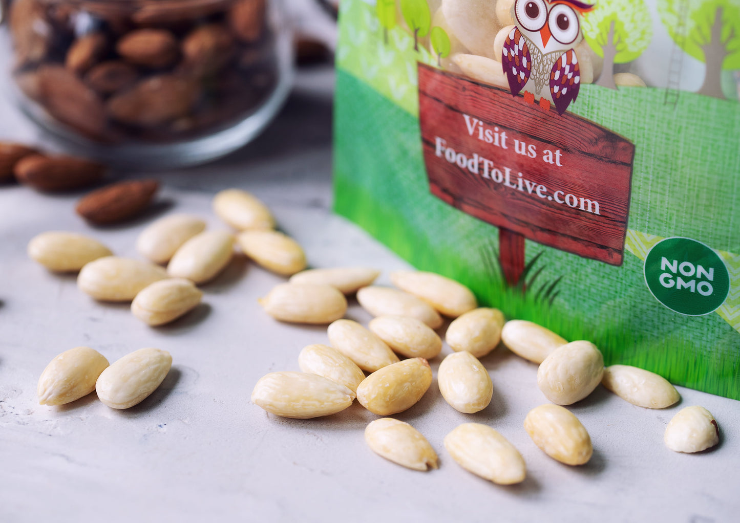 Organic Blanched Whole Almonds - Non-GMO, Raw, Unpasteurized, Unsalted, Keto, Paleo, Kosher, Bulk - by Food to Live
