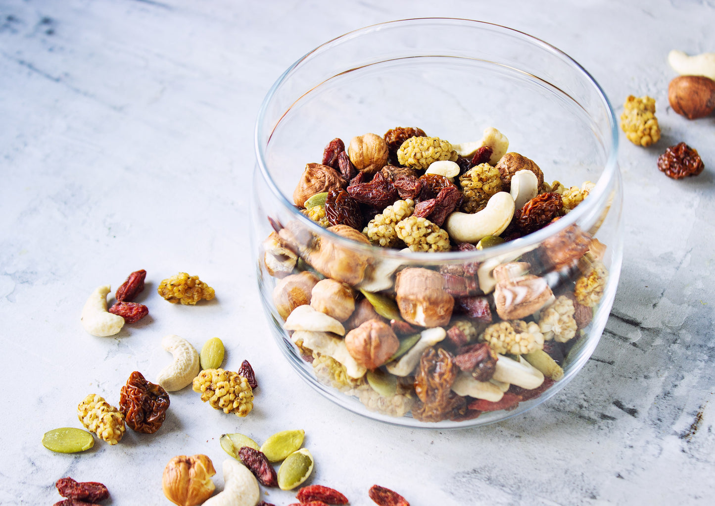 Organic Antioxidant Trail Mix — Contains Mulberries, Goji Berries, Golden Berries, Pumpkin Seeds, Hazelnuts, Cashews. Non-GMO, Vegan, Bulk