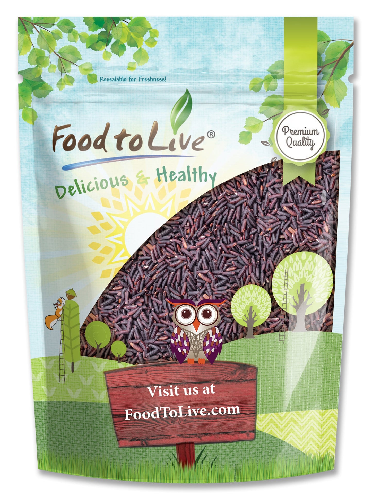 Purple Rice — Whole Long-Grain Jasmine Riceberry Rice, Kosher, Vegan, Bulk. Rich in Antioxidants, Dietary Fiber and Iron. Perfect for Stir-Fries, Stews, Curries, and Rice Bowls