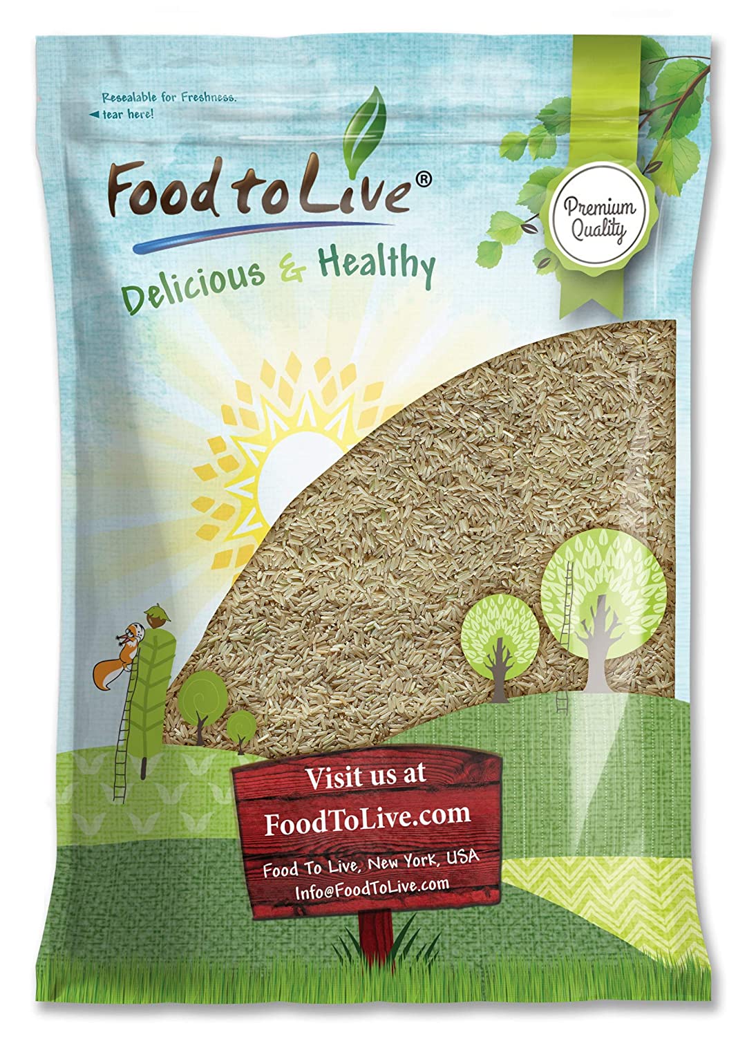 Long Grain Brown Rice - Whole, Raw, Unpolished, Kosher, Vegan, Bulk