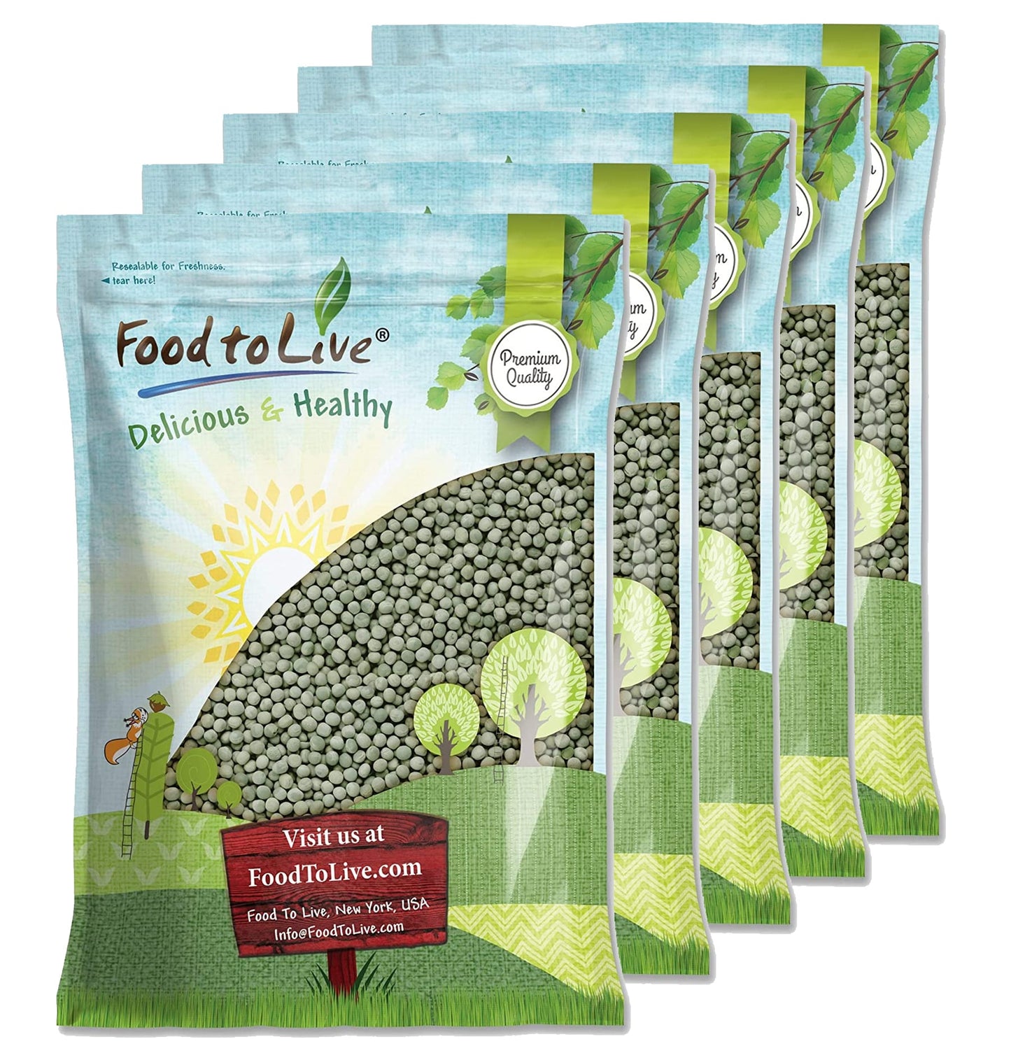 Green Whole Peas — Non-GMO Verified, Great for Green Curry, Kosher, Raw, Dried - by Food to Live